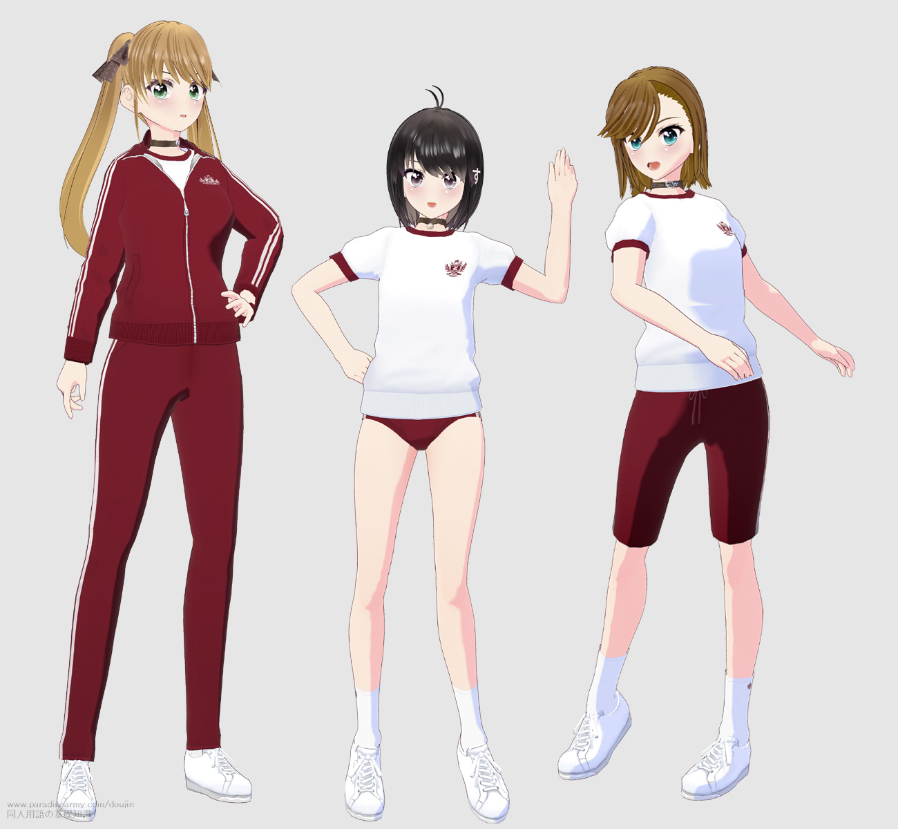 体操着の様々なパターン （有明いく子・同人する子・寐津菟かき子）